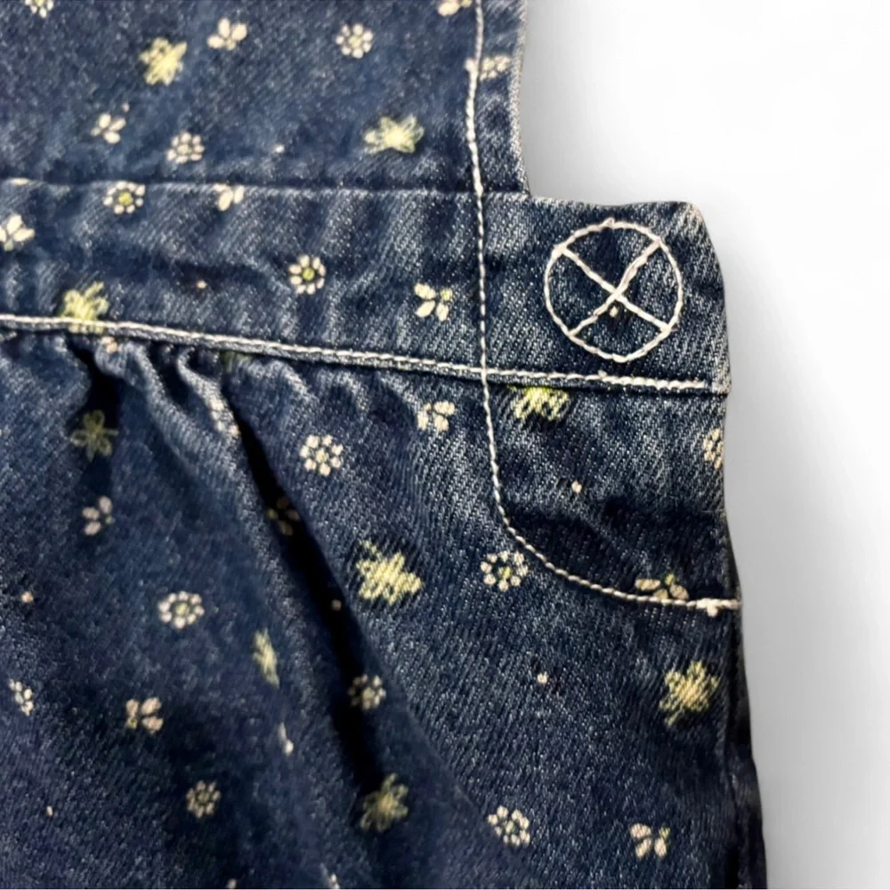 Vintage Gymboree Denim Overalls Floral Embroidered Y2K Baby 18-24M Girls
